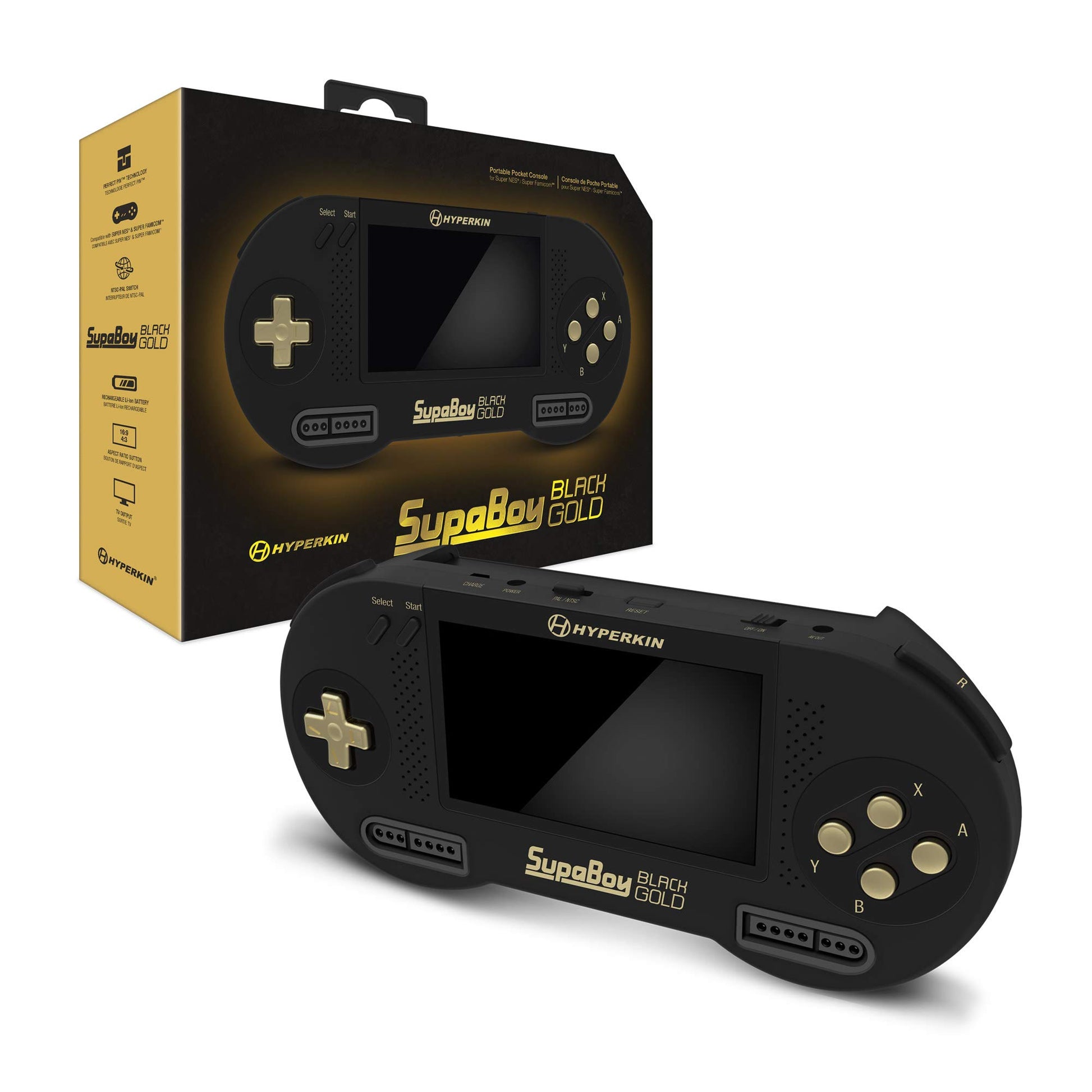 SUPABOY PORTABLE CONSOLE - BLACK/GOLD - RetroN