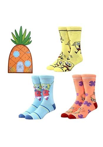SPONGEBOB & PATRICK PINEAPPLE 3 PAIR CREW BOX SET - Socks