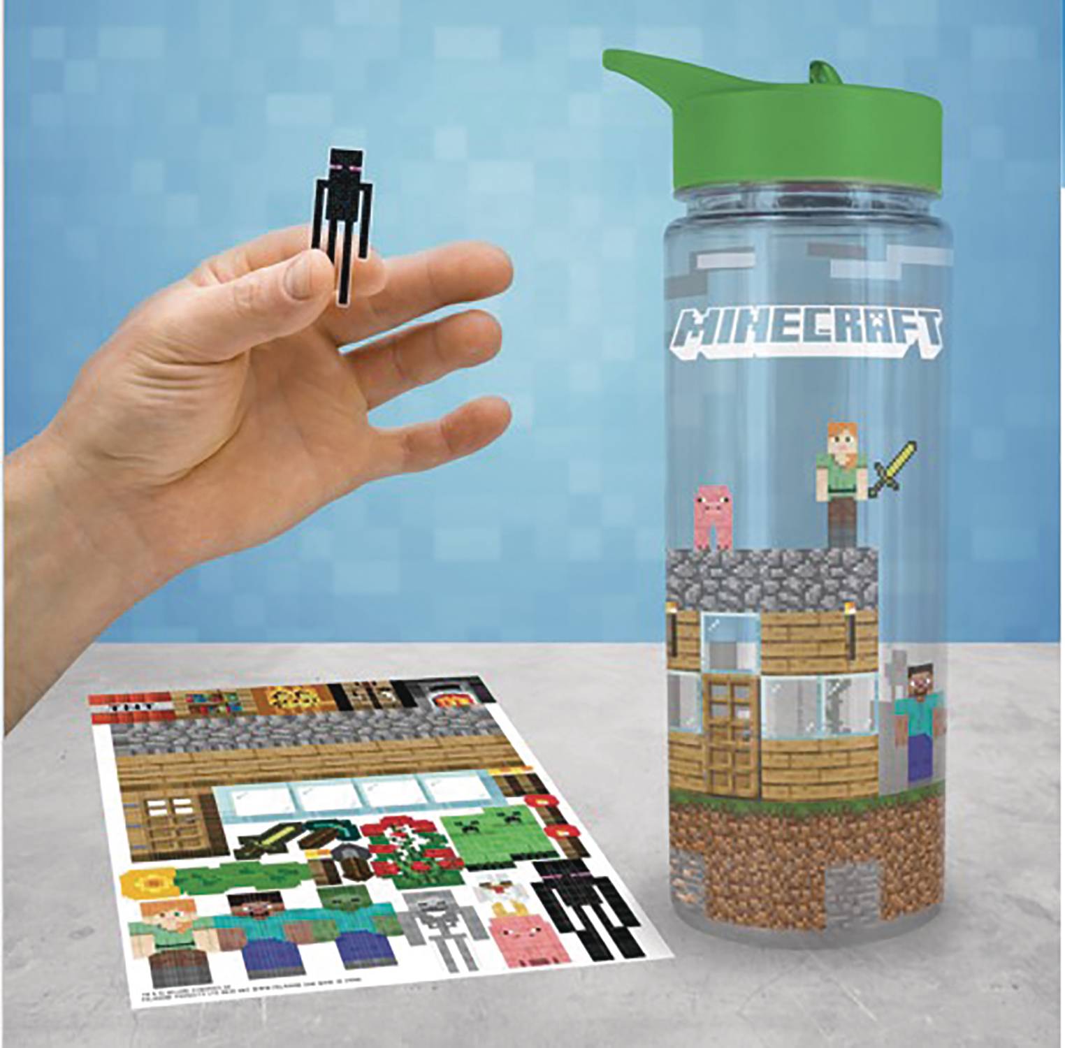 Minecraft Water Bottle w/ Stickers - Drinkware